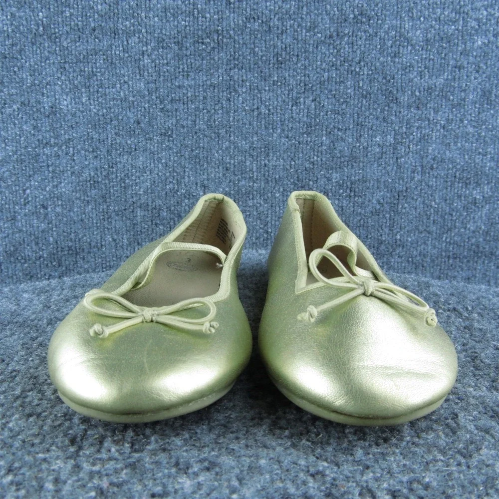 Wonder Nation Youth Girls Ballet Shoes Size 3 Medium Gold‎ Synthetic Slip On